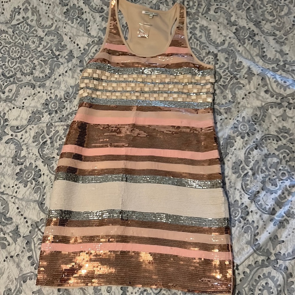 Sequin dress multicolored pink peach silver Rose gold Size Medium